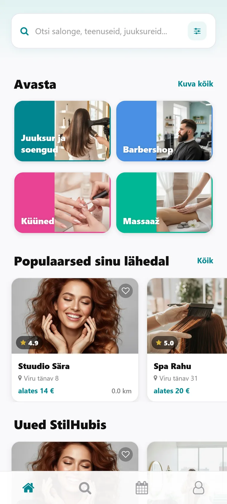 StilHubi rakendus, salongi broneeringud