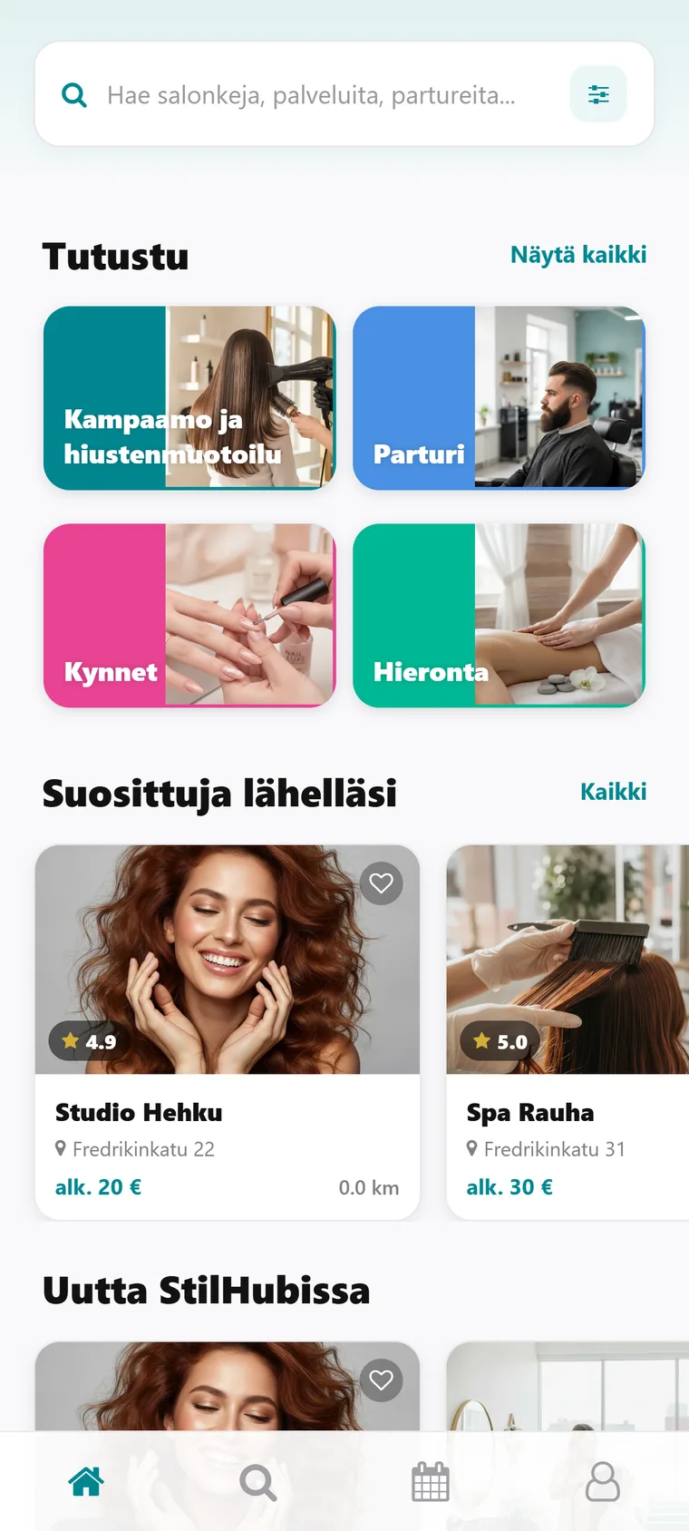 StilHub-sovellus, ajanvaraukset salonkeihin
