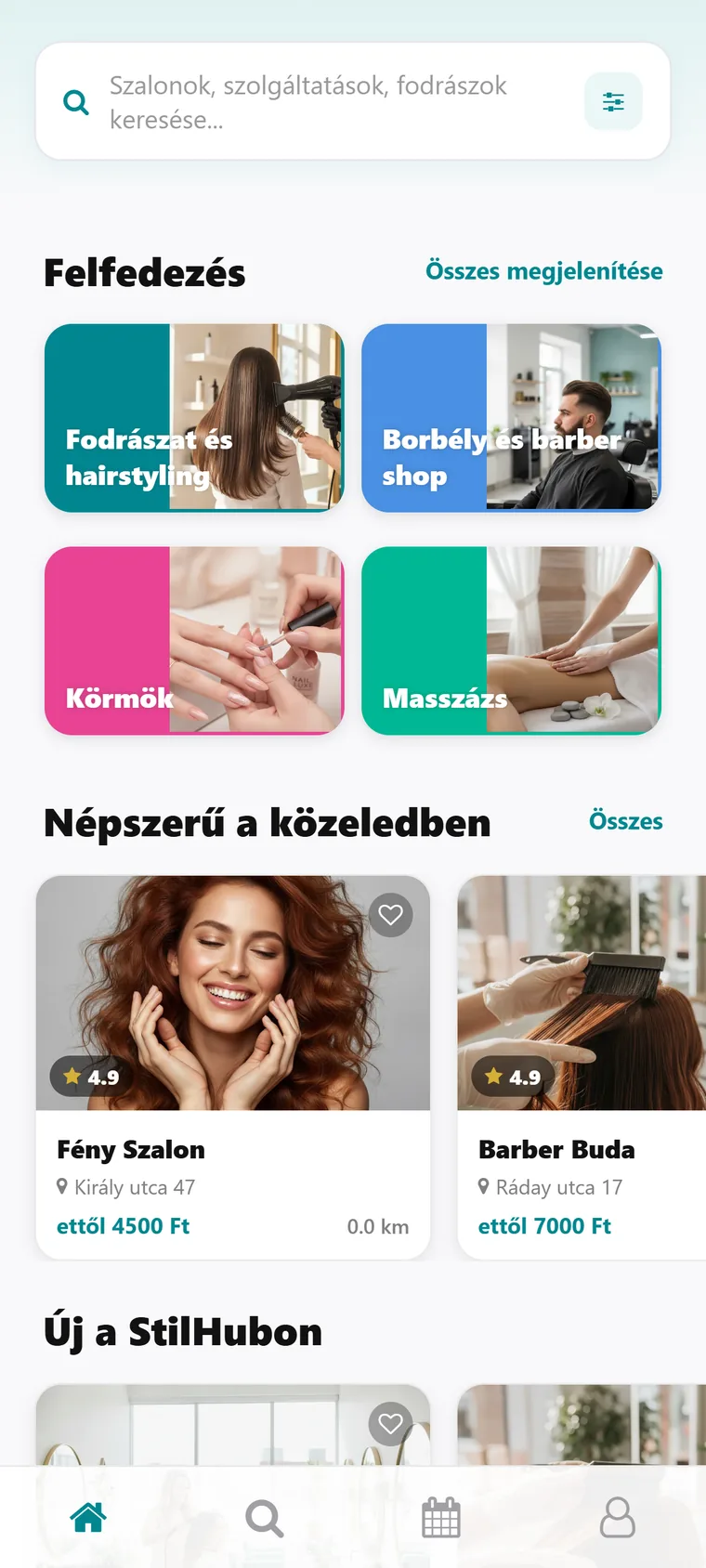 StilHub alkalmazás, időpontfoglalás szalonokba