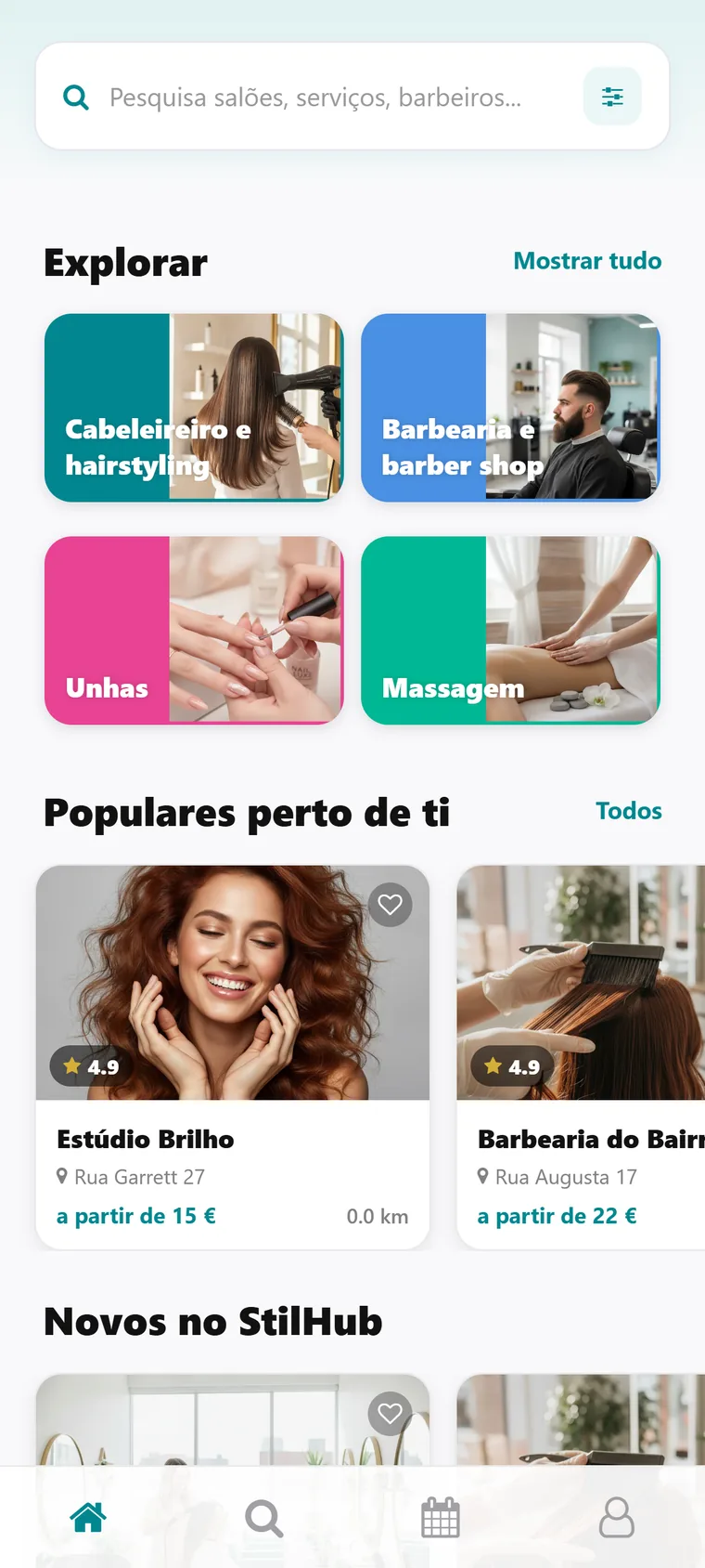 Aplicação StilHub, marcações em salões