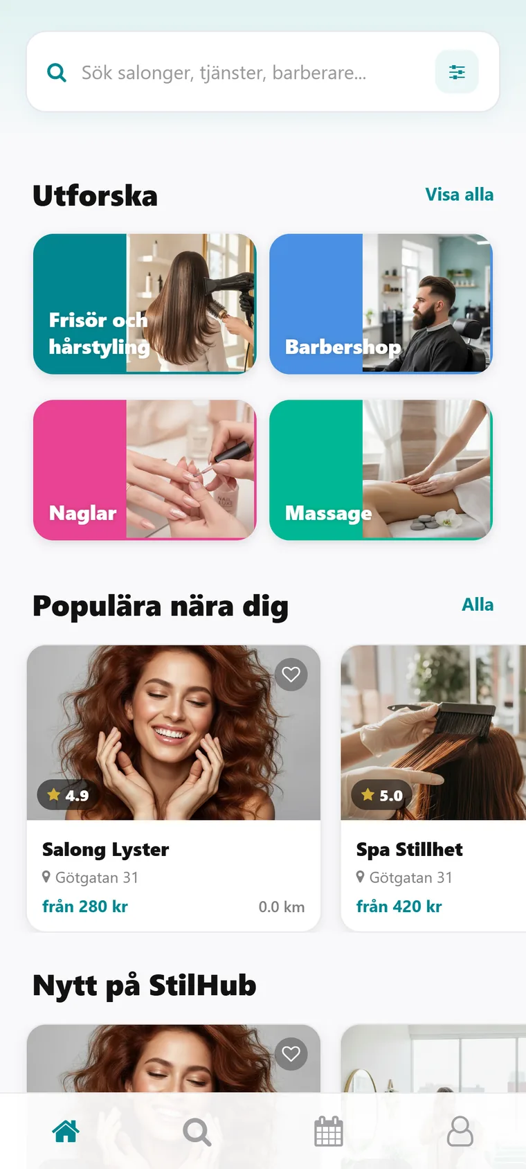 StilHub-appen, bokningar hos salonger